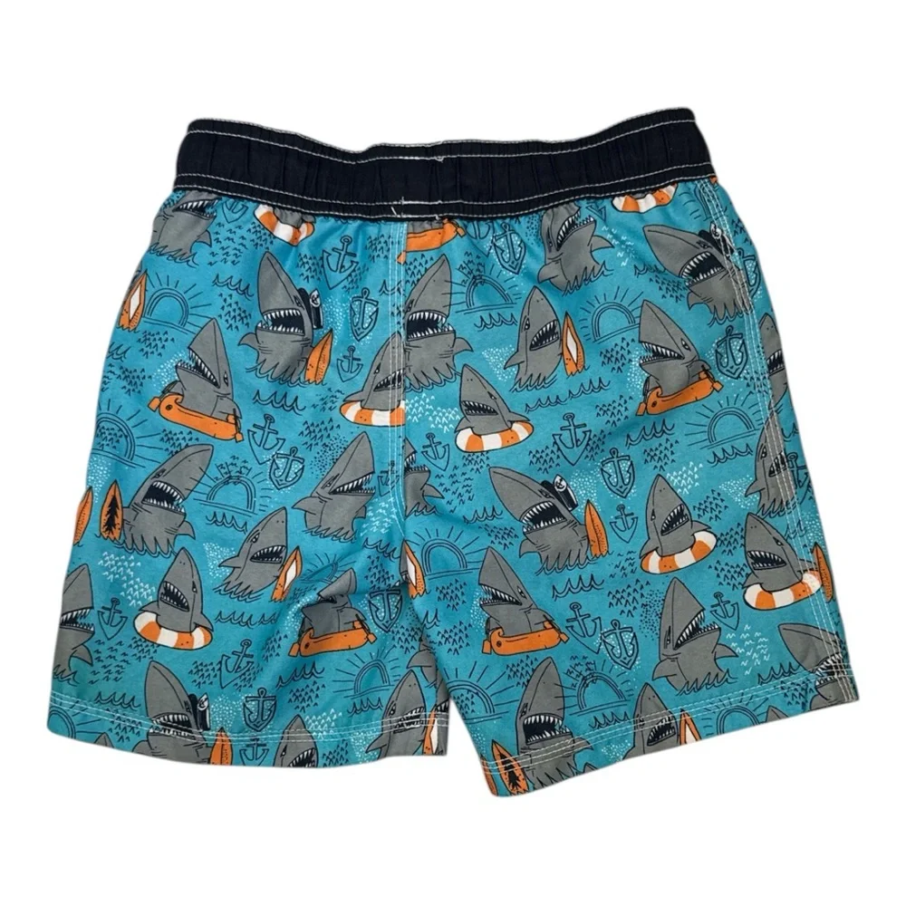 Gymboree Blue Shark Swim Trunks Boys 5T Drawstring Lined Board Shorts - Picture 3 of 13